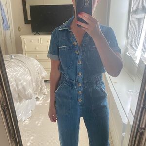Show Me Your Mumu Emery Jumpsuit Small Denim Stretch Jean Overall